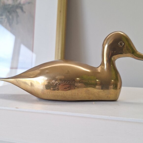 Vintage Brass Duck decoy statue sculpture figurine *has flaw* - Picture 5 of 5